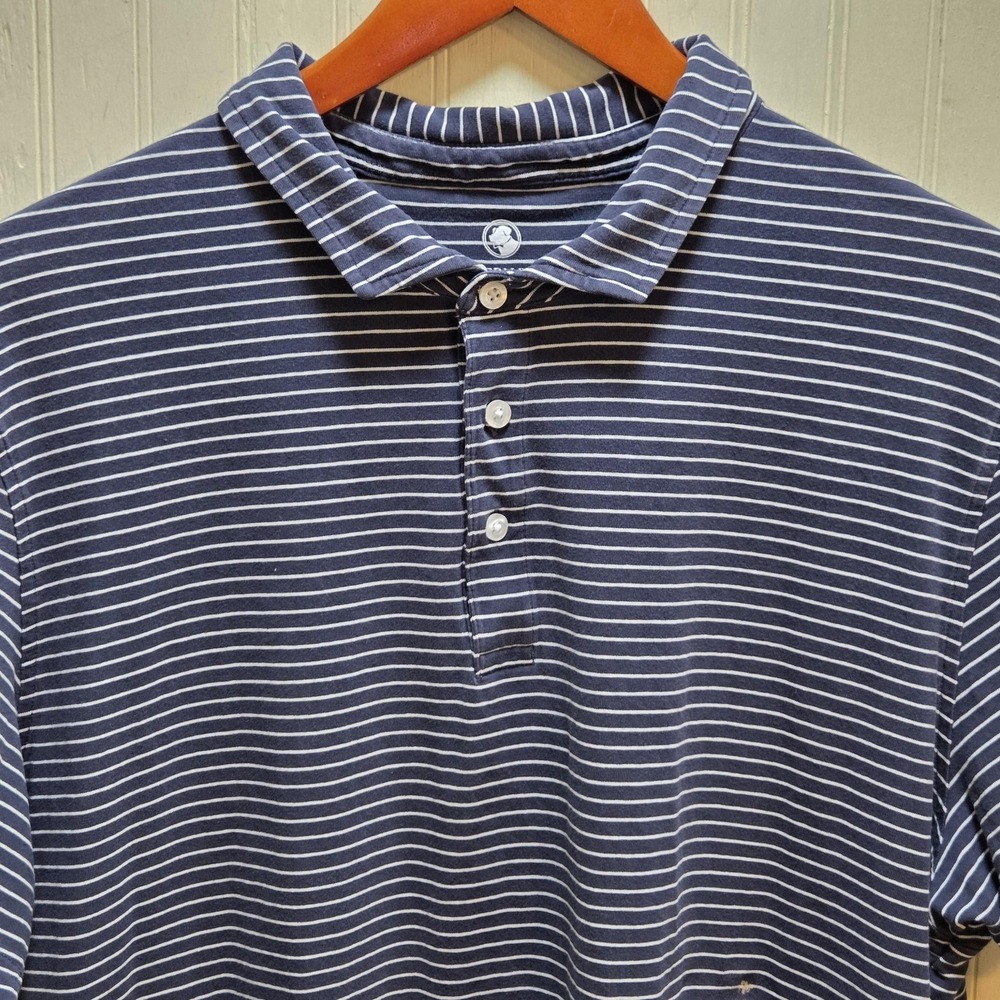 Southern Proper Polo Shirt Mens XL Blue Stripe Cotton Spandex Stretch Knit Top